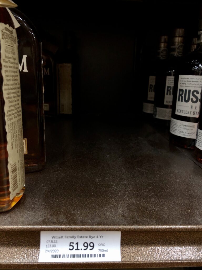 An Empty Willett Rye Shelf at Total Wine