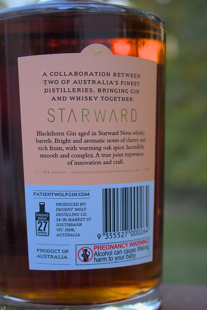 Patient Wolf Starward Whisky Barrel Gin Bottle
