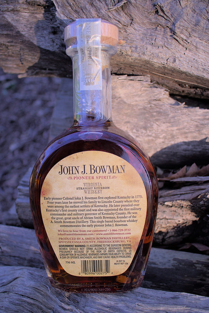 John J. Bowman Single Barrel Bourbon - Back Label
