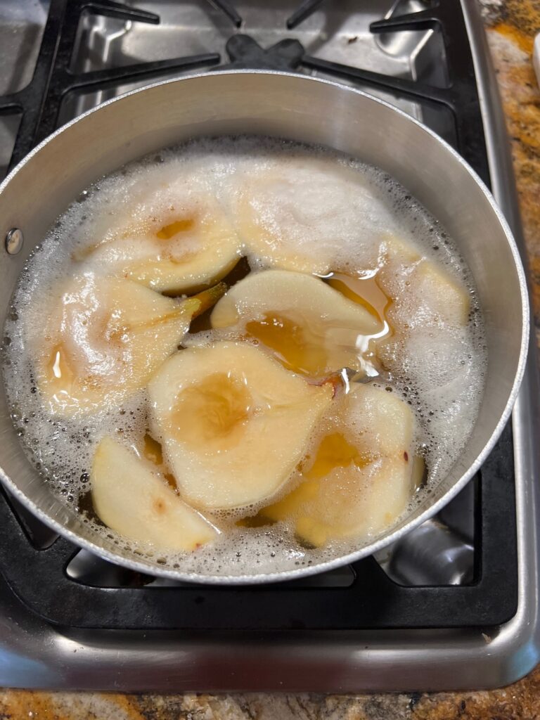Pear Riesling Syrup - Cored in wine and honey